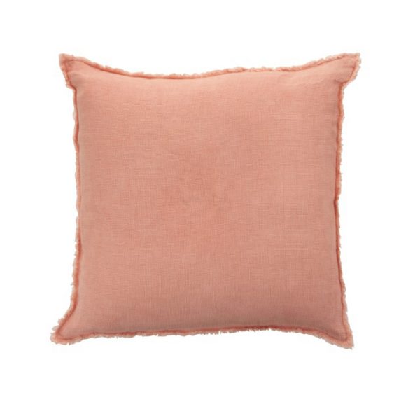 Location de coussin frangé en coton délavé rose pâle