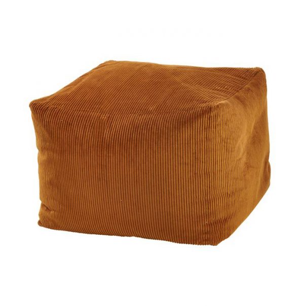 Location de pouf pour coin lounge en velours côtelé marron caramel