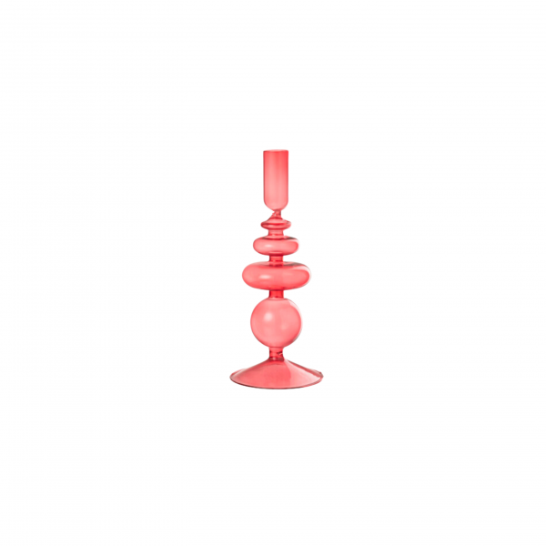 LARGE PINK GLASS CANDLE HOLDER