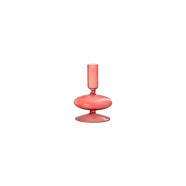 SMALL PINK GLASS CANDLE HOLDER