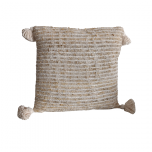 cotton and jute tassel cushion